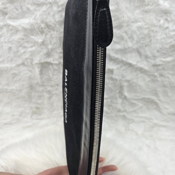 Balenciaga Black Canvas and Leather Medium Pouch - Picture 7 of 17